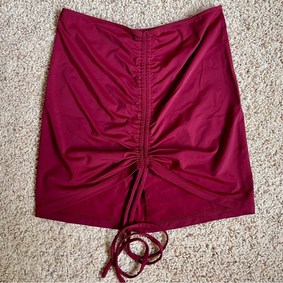 Set: Riot Swim Milli + Ivy Mini Skirt Cover Up Set in Merlot Burgundy Size Small - Picture 10 of 13